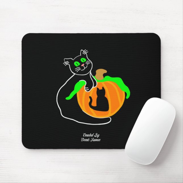 Black Cat Pumpkin Mouse Pad (With Mouse)