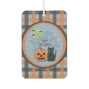 Black Cat & Pumpkin Not Scary Halloween Car Air Freshener