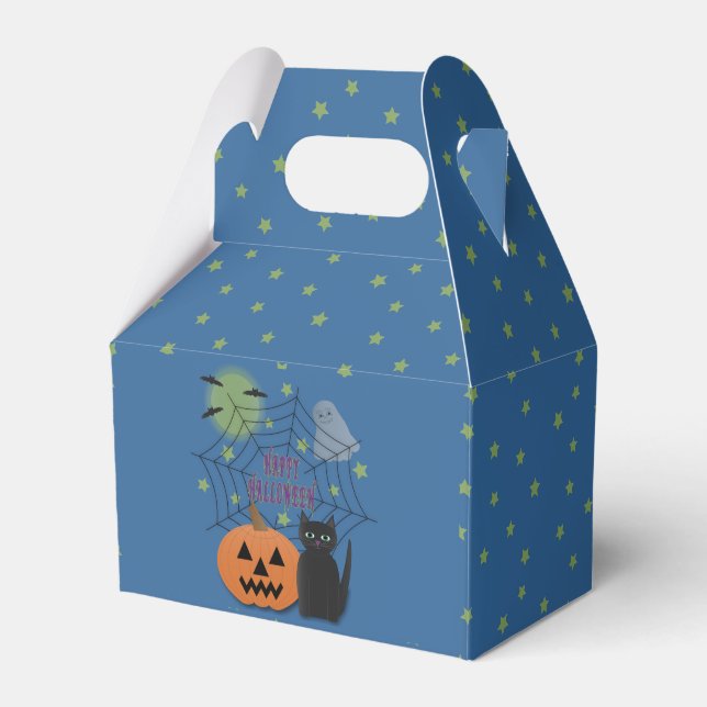Black Cat & Pumpkin Not Scary Halloween Favour Box (Front Side)