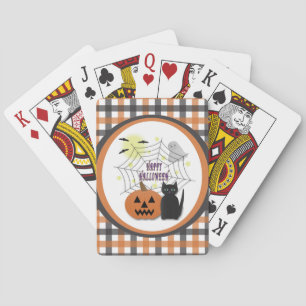 Black Cat & Pumpkin Not Scary Halloween Playing Cards