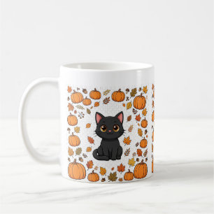 Black Cat Pumpkin Patch Cute Halloween Art Coffee Mug