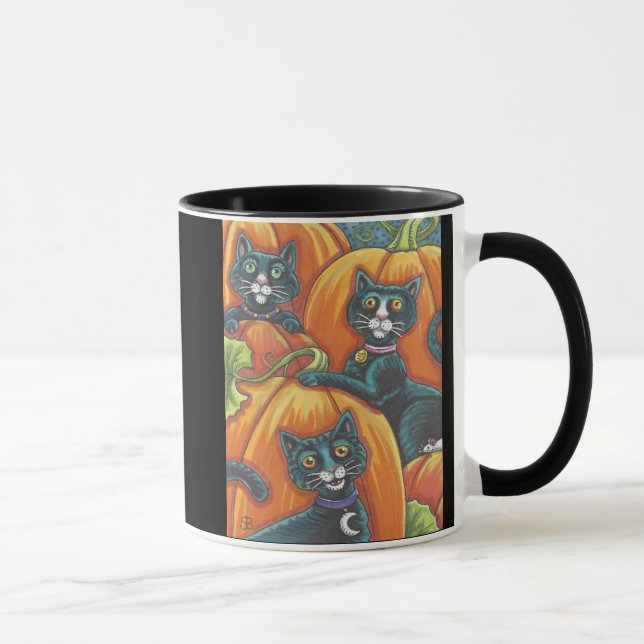 Black Cat Pumpkin Patch Halloween MUG (Right)