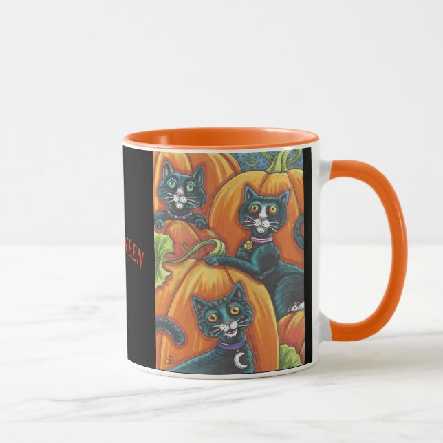 Black Cat Pumpkin Patch Halloween MUG (Right)