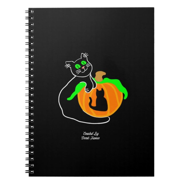 Black Cat Pumpkin Photo Notebook (Front)