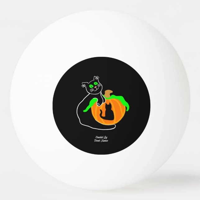 Black Cat Pumpkin Ping Pong Ball (Front)