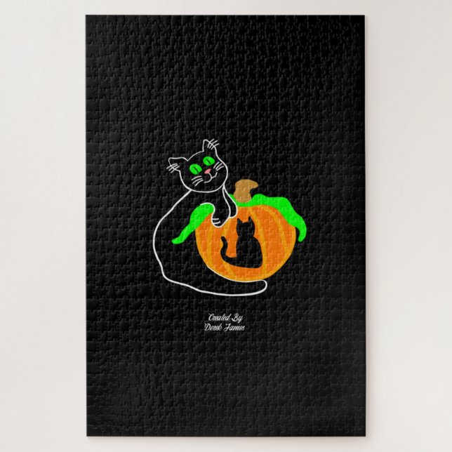 Black Cat Pumpkin Puzzle (1014 Pieces) (Vertical)