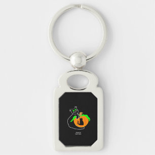 Black Cat Pumpkin Rectangle Metal Keychain