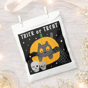 Black Cat Pumpkin Skulls Trick or Treat Halloween  Favour Bag