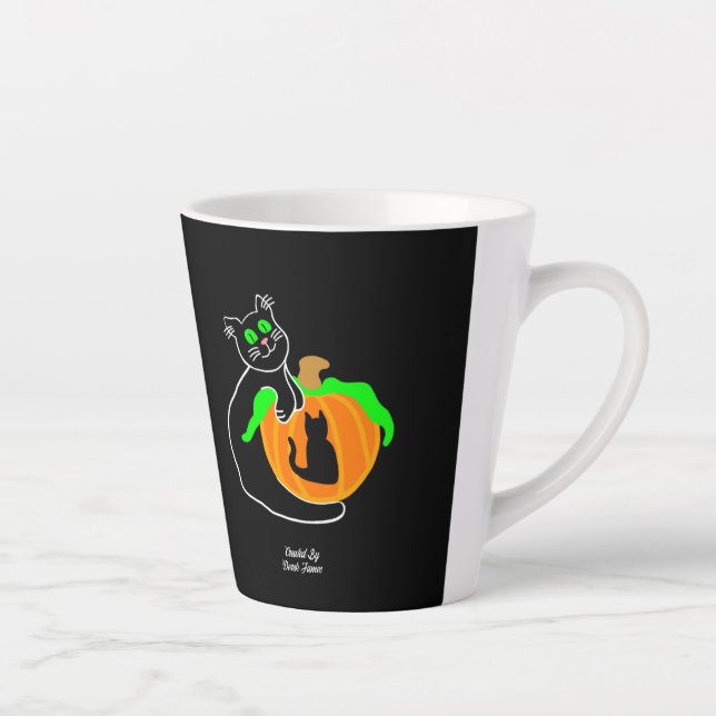 Black Cat Pumpkin Small Latte Mug (Right)