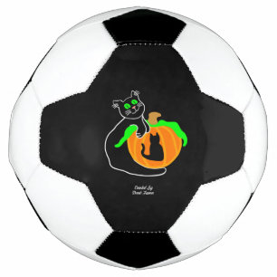 Black Cat Pumpkin Soccer Ball