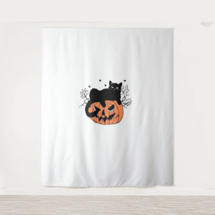 Black Cat Pumpkin Tapestry