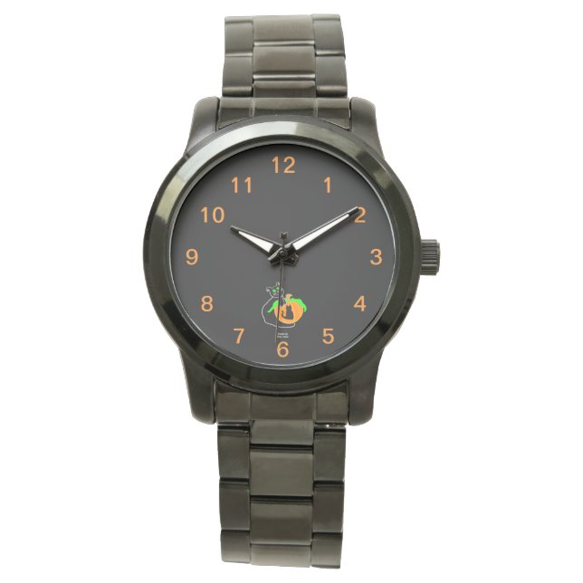 Black Cat Pumpkin Unisex Oversized Black Watch (Front)