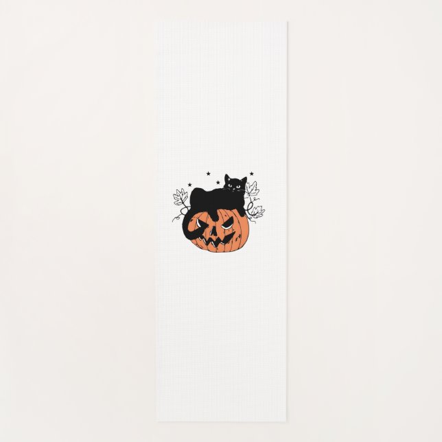 Black Cat Pumpkin  Yoga Mat (Front)