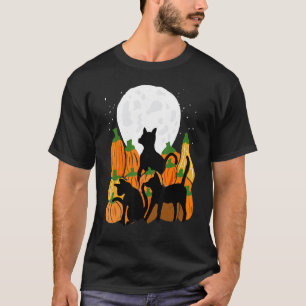 Black Cat & Pumpkins Halloween Full Moon Spooky G T-Shirt