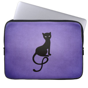 Black cat purple gothic laptop sleeve