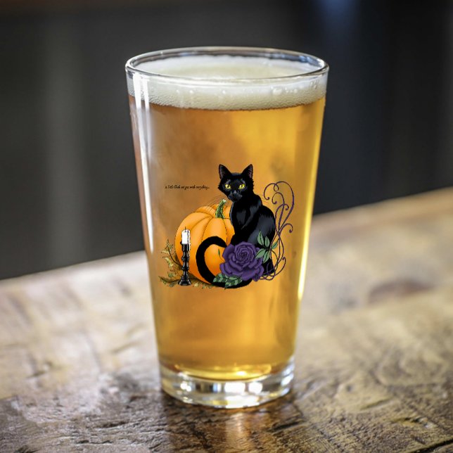 Black Cat Purple Rose Pumpkin Halloween Glass (Creator Uploaded)