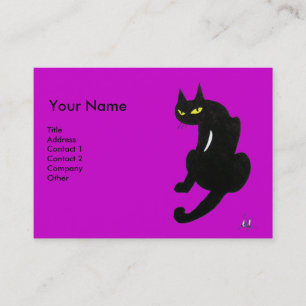 BLACK CAT , Purple Violet Fuchsia Business Card