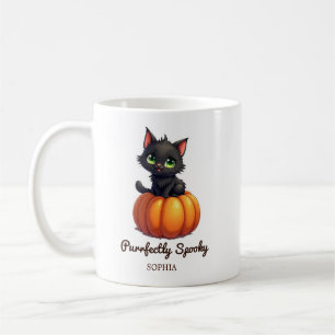 Black Cat Purrfectly Spooky Personalised Coffee Mug