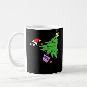 Black Cat Pushing Christmas Tree Over Cat Catmas W Coffee Mug