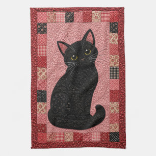 Black Cat Quilt Tea Towel