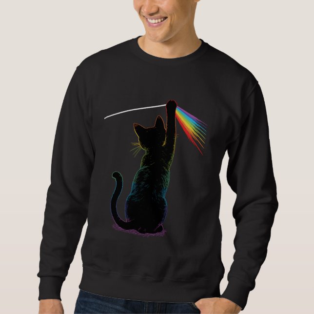Black Cat Rainbow Light Prism Science Lover Physic Sweatshirt (Front)
