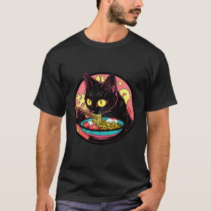 Black Cat Ramen Funny Pet Japanese Food T-Shirt