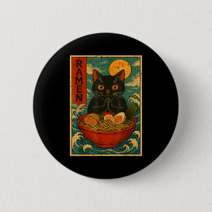 Black Cat Ramen Japanese Graphic Tees For Men Wome 6 Cm Round Badge