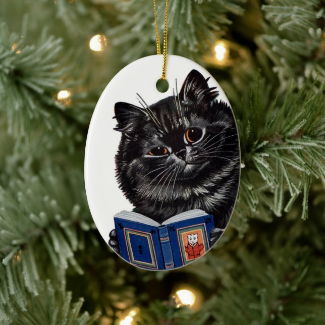 Black Cat Reading a Book • Louis Wain • Ornament  (Tree)