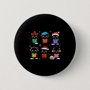 Black Cat Reading Book Christmas For Bookworm Cat 6 Cm Round Badge