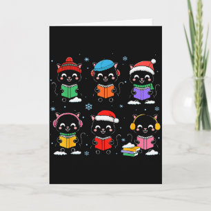 Black Cat Reading Book Christmas For Bookworm Cat  Card