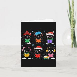 Black Cat Reading Book Christmas For Bookworm Cat Card