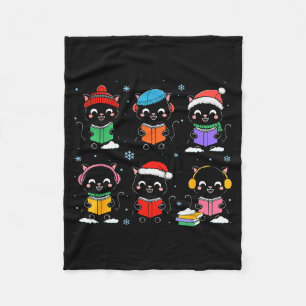 Black Cat Reading Book Christmas For Bookworm Cat Fleece Blanket