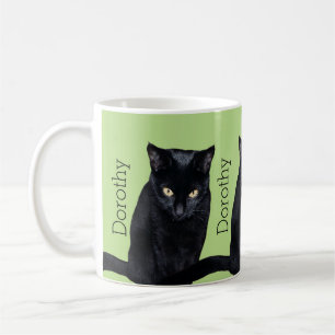 Black Cat Real Photo Personalised Name Coffee Mug
