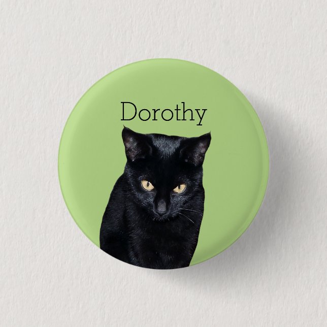 Black Cat real Photo Personalised Pinback Buttons (Front)