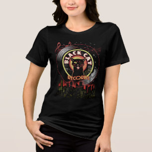 Black Cat Records Women’s T-Shirt – Vintage Jazz Tri-Blend Shirt