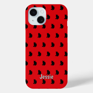 Black Cat (Red) iPhone 15 Case