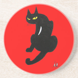 BLACK CAT, red Coaster