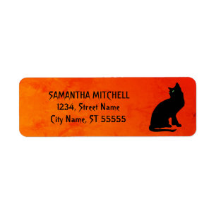 Black Cat Red Gothic Address Labels