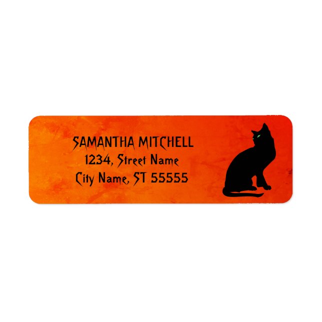 Black Cat Red Gothic Address Labels (Front)