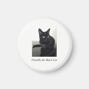 Black Cat Refrigerator Magnet - round