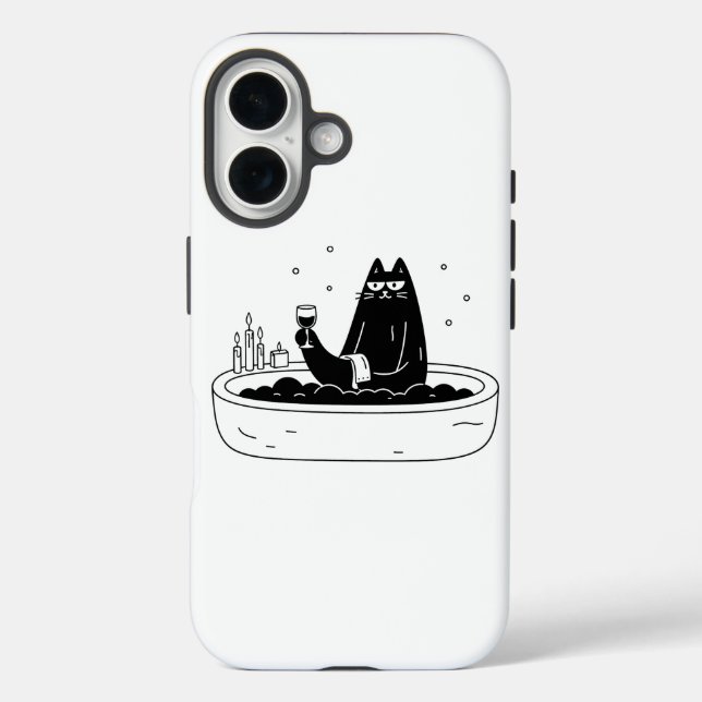 Black Cat Relaxing In Bubble Bath Case-Mate iPhone Case (Back)
