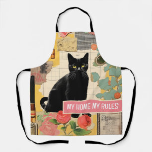 Black Cat retro collage Apron