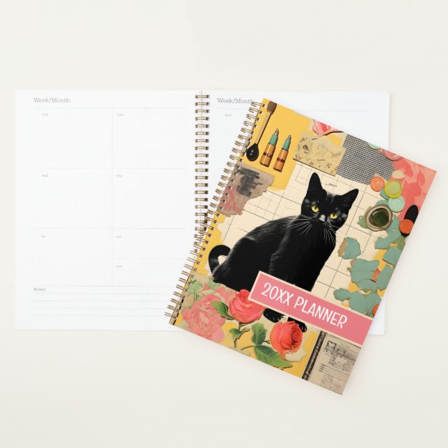 Black Cat retro collage Planner (Display)