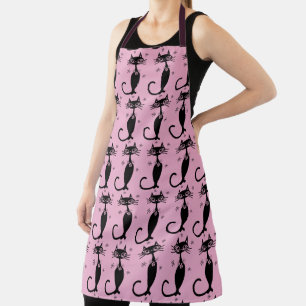 BLACK CAT RETRO PINK APRON