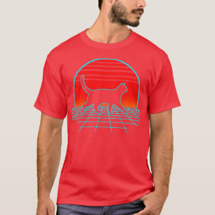 Black Cat Retro Vintage 80s Meow Kitty Lover T-Shirt