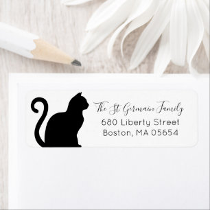 Black Cat Return Address Label