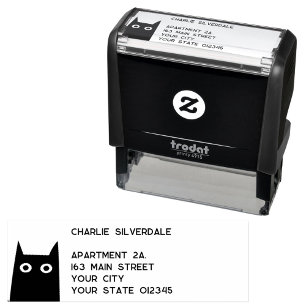 Black Cat Return Address Self-inking Stamp