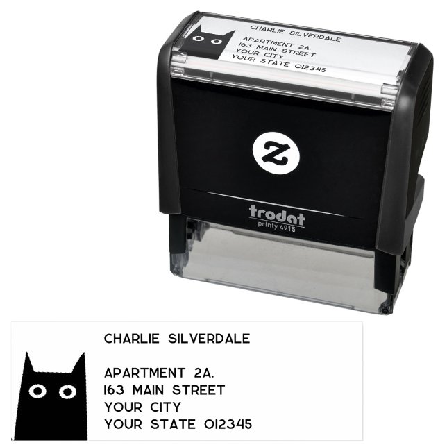 Black Cat Return Address Self-inking Stamp (Fun black cat address self inking stamp)