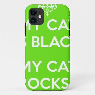 Black cat rocks iPhone 11 case