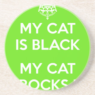 Black cat rocks coaster
